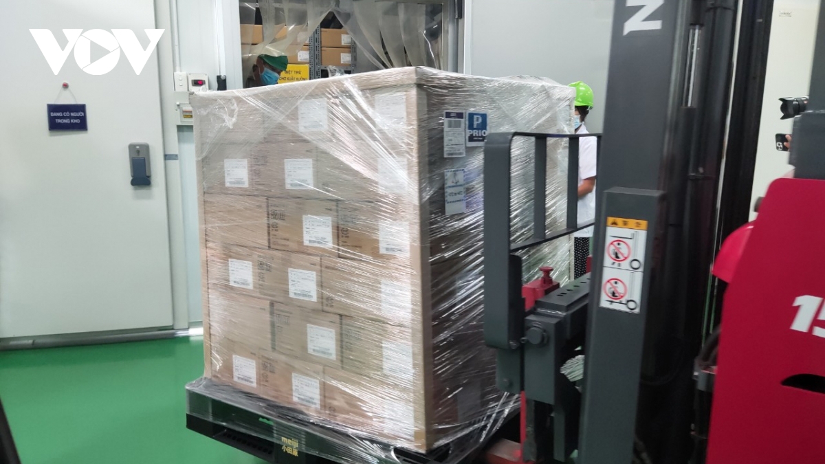 View inside cold storage containing 800,000 vaccine doses in Ho Chi Minh City
